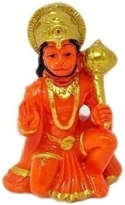 KAPRAK LORD HANUMAN BLESSING POSTURE CAR DASHBOARD Decorative Showpiece  -  7 cm(Resin, Orange)