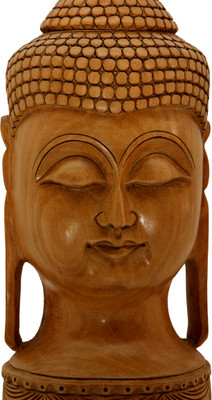 Minicreature Buddha Head - 6 inch Decorative Showpiece  -  15.24 cm(Wood, Brown)
