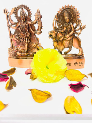 sanskaari Maha Kali, Mahakali ,durga maa idol kali mata idol durga statue Decorative Showpiece  -  12 cm(Metal, Brown)