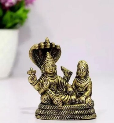 krishnagallery1 Brass Astadhatu Laxmi Vishnu Murti Pure Brasss Decorative Showpiece  -  9 cm(Brass, Gold)