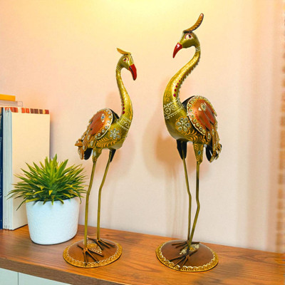 Shree Krishna Gifts And Decor Metal Cranes Pair Decorative Showpiece  -  58 cm(Iron, Copper)
