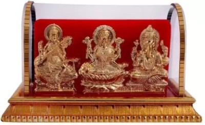 A1 EssAncial Laxmi Ganesha Saraswati Idol Plastic Gold Decorative Showpiece  -  8 cm(Aluminium, Gold)