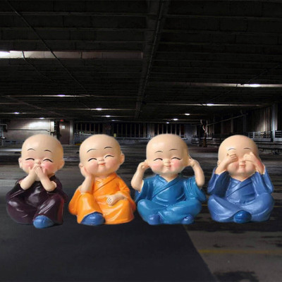 BZILO 4 Monks 6 cm Feng Shui & Vastu Showpiece 8 cm Handicraft M_1 Decorative Showpiece  -  2 cm(Polyresin, Multicolor)