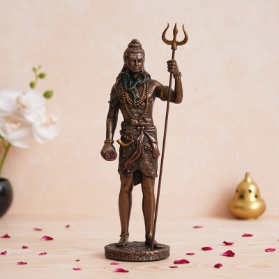 eCraftIndia Polyresin Bronze Finish Standing Lord Shiva Statue - Hindu God Idol Decorative Showpiece  -  30.5 cm(Polyresin, Brown)