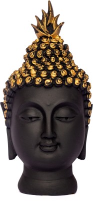 maydee Lord Buddha Face Decorative Showpiece  -  14 cm(Polyresin, Black, Gold)