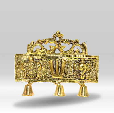 ZENCO Brass Plated shankh chakra tilak for door in shank chakar for,Home Decor Decorative Showpiece  -  16 cm(Metal, Gold)
