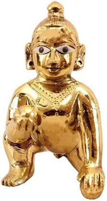 Ashaved Brass Laddu Gopal Idol | 3 No. Bal Krishna Murti for Pooja, Mandir & Home Décor Decorative Showpiece  -  8 cm(Brass, Gold)