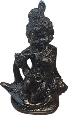 TEJASWI CRAFT Black Marble Krishna Moorti Murti Statue Figurine Idol Sculpture (18 cm) Decorative Showpiece  -  18 cm(Marble, Black)
