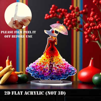 Flenzy 2D Acrylic Umbrella Girl Decorative Showpiece  -  14.5 cm(Plastic, Multicolor)
