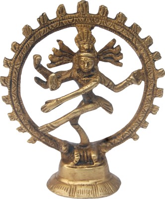 Anshi Brass Natraj Idol Decorative Showpiece  -  9.5 cm(Brass, Gold)