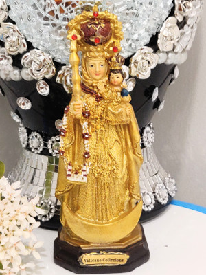 breeze handicrafts Catholic Christian Gifts Imported Poly Resin Mother Mary Statue Decorative Showpiece  -  14 cm(Polyresin, Gold)