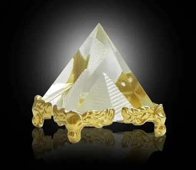 shree krishana traders Crystal pyramid Decorative Showpiece  -  7 cm(Crystal, Clear)