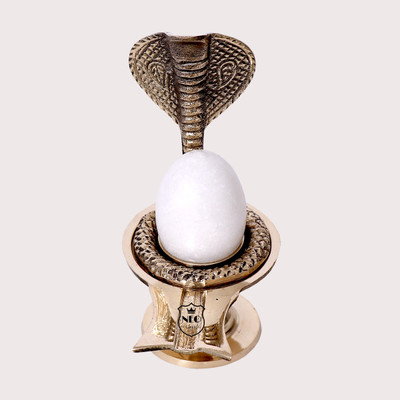 Neo Classic Shivling with Sheshnag Jalheri/Stand with White Shivling Height 5inch Decorative Showpiece  -  13 cm(Brass, Marble, Gold, White)