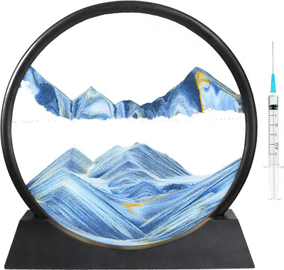 CPENSUS BLUE Moving Sand Art Picture Glass Liquid Painting 3D Natural showpieces Decorative Showpiece  -  7 cm(Glass, Blue)