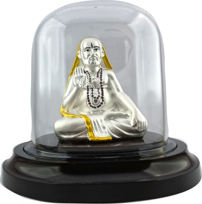 SILVERSPOT JEWEL 999 Pure Silver Beautiful Colorful Raghavendra Swami with Acrylic Base Idol Decorative Showpiece  -  35 cm(Silver, Silver)