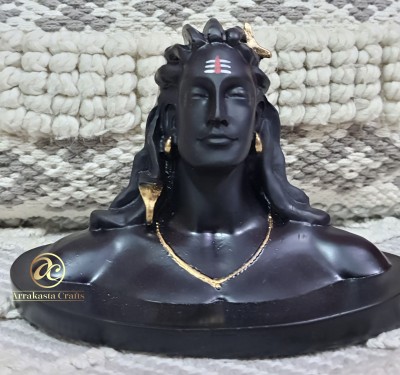 Arrakasta Crafts Adiyogi Shiva Statue Bholenath Har Har Mahadev Idol For Home Decor Ideal Gift Decorative Showpiece  -  13 cm(Polyresin, Black)