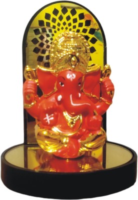 WINSOME COLLECTION Golden Ganesha Ganesh Ganpati Showpiece Gift Item for Car Dashboard Home Decor Decorative Showpiece  -  10 cm(Polyresin, Orange)