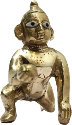ModernVastu Pure Brass Lord Laddu Gopal Ji God Idol Janmashtami Statue Decorative Showpiece  -  9 cm(Brass, Gold)