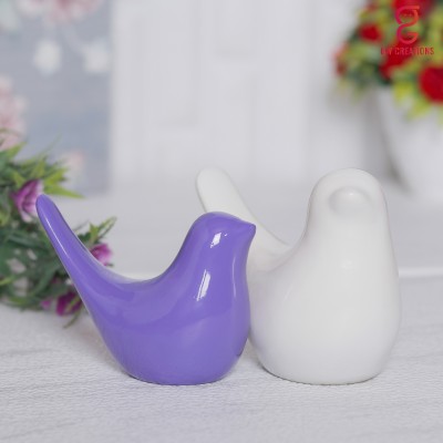 GW Creations Love Bird Pair Status Antique Finishing Feng Shui, Vastu Decorative Showpiece  -  7 cm(Polyresin, White, Purple)