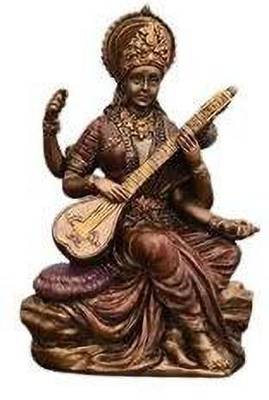 soni craft Handmade Copper 3 Inches Goddess saraswati Ji Murti For Puja Room & Decorations Decorative Showpiece  -  10 cm