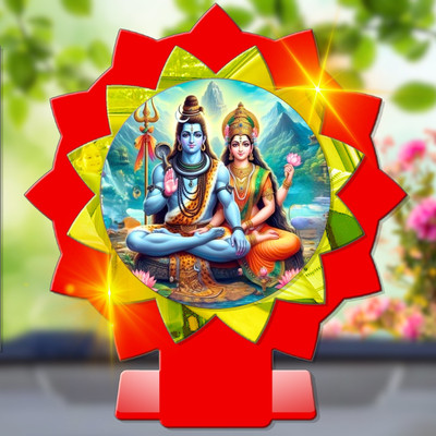 GiftsRange Shiv Parvati Shiva Shakti Uma Maheshwar Car Dashboard Idol Decorative Showpiece  -  11 cm(Plastic, Multicolor)
