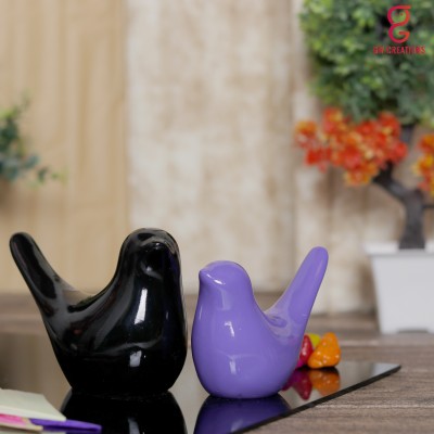 Flipkart SmartBuy Love Bird Pair Status Antique Finishing Feng Shui, Vastu Decorative Showpiece  -  7 cm(Polyresin, Black, Purple)