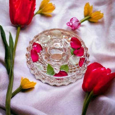 SBBCO Tortoise with Plate Kachua Yantra Vastu, Crystal Turtle, Crystal Turtle Plate Decorative Showpiece  -  4 cm(Crystal, White)