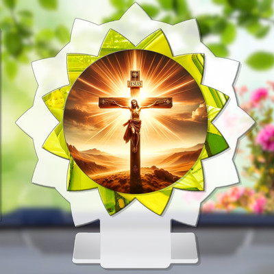 GiftsRange Christian Cross Holy Cross Crucifix Car Dashboard Idol Decorative Showpiece  -  11 cm(Plastic, Multicolor)