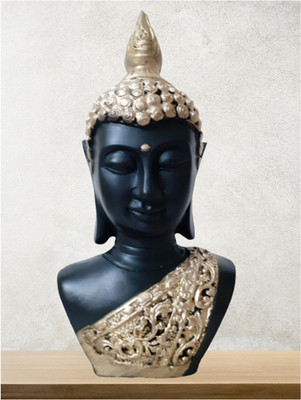 Spreading Smiles buddha Decorative Showpiece  -  15 cm(Polyresin, Black, Gold)