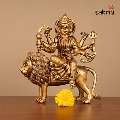 sacred needs Sacred Needs Brass Durga Idol – 8.5 Inch (21.6 cm) Height Decorative Showpiece  -  21.6 cm(Brass, Yellow)