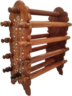 Mata Vaishno Emporium Wooden Bangle Holder Jewellery Stand - 8 Rods Decorative Showpiece  -  36 cm(Wood, Brown)