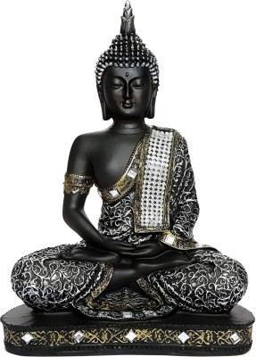 AtEvent Silver black buddha Decorative Showpiece  -  22 cm(Plastic, Black, Silver)