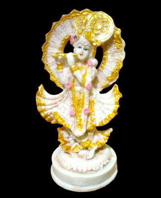 WINSOME COLLECTION Krishna Kanha Idol Statue Murti for Pujaghar Worship Decorative Showpiece  -  18 cm(Polyresin, Gold)