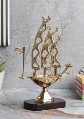NestoriaLiving Brass Sailing Ship Showpiece Brown Nautical Decor 9 Inch Decorative Showpiece  -  22 cm(Brass, Gold)