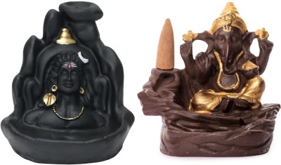 Divine Collections Shri Ganesh, Adiyogi Smoke Fountain with 10 backflow cones, Combo 0f 2, Decorative Showpiece  -  9 cm(Polyresin, Black, Gold, Blue)