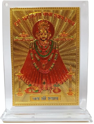 Divine Collections Khatu Shyam Baba Car Dashboard Idols Figurine Showpiece for Temples, Home Decorative Showpiece  -  10 cm(Plastic, Gold)