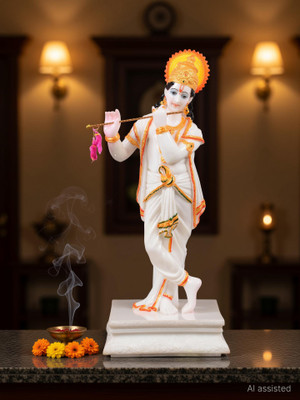 Matchless Gifts Krishna Marble 17 Inch Decorative Showpiece  -  42 cm(Marble, White)