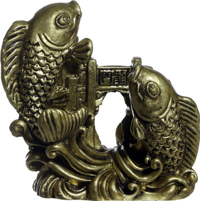 PARUX Feng Shui Double Fish for Good Luck and Power Decorative Showpiece  -  8 cm(Polyresin, Copper)