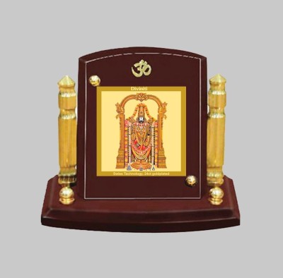 DIVINITI Tirupati Balaji God Idol PhotoFrame CarDashboard Table Décor|MDF 1B P+ Decorative Showpiece  -  7 cm(Wood, Brown)