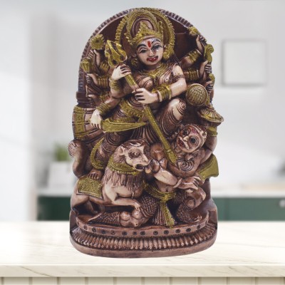 Real Craft Intricately Crafted Devi Durga Statue for Devotees Decorative Showpiece  -  10 cm(Ceramic, Black)