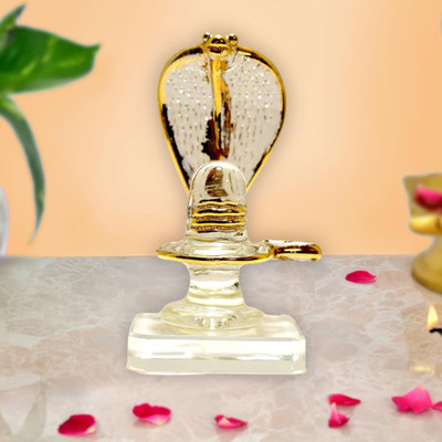 sanskaari Pure Spatick Shivling, Crystal Shivling with Naag Decorative Showpiece  -  8 cm(Crystal, Yellow)