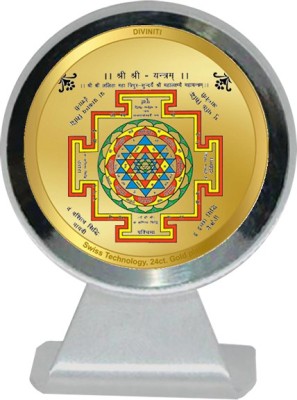 DIVINITI Shri Yantra Idol Photo Frame Car Dashboard|24K Gold Plated MCF 1CR Frame Decorative Showpiece  -  11 cm(Metal, Silver)