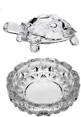 FLUKYCO Original Crystal Glass Turtle Plated Feng Shui Tortoise Plate Vastu Yantra Feng Decorative Showpiece  -  6 cm(Crystal, Clear)