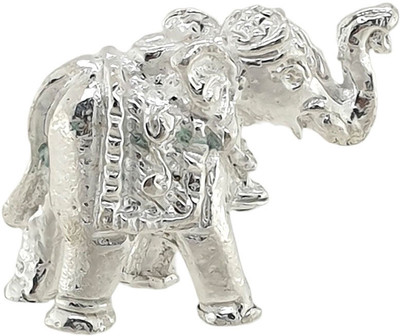 Sahiba Gems Pure Solid Silver Thoss Chandi Ka Hathi/Elephant Upper Soond Decorative Showpiece  -  3 cm(Silver, Silver)