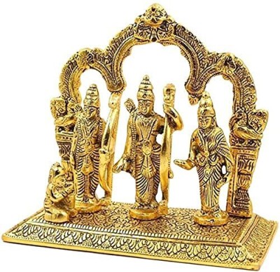 Green Tales Bhagwan Ram Darbar with Sita Laxman Hanuman Idol Statue Medium Size Decorative Showpiece  -  12 cm(Brass, Gold)