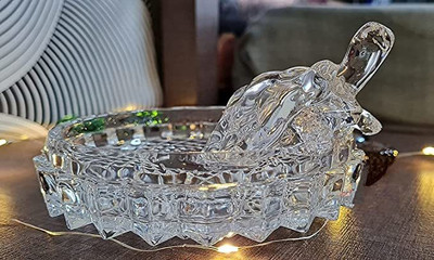 SM Creations Crystal kachua with Crystal Plate for Gift Decorative Showpiece  -  12 cm(Crystal, White)