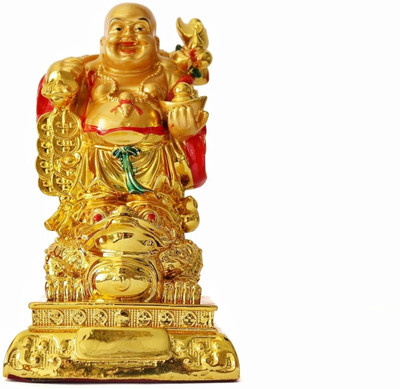 The Spiritual Living Laughing Buddha | Home Decor | Laughing Buddha Statue for Money | Vastu Item Decorative Showpiece  -  12.7 cm(Resin, Gold, Red)