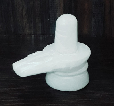 KRAFT CLOUDS Shivlinga Shivling for Puja Pooja Home Temple Mandir Car dashboard Decorative Showpiece  -  5 cm(Marble, White)