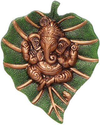 Green Tales Green Ganesha Antique Craft Decorative Showpiece  -  12 cm(Brass, Green)