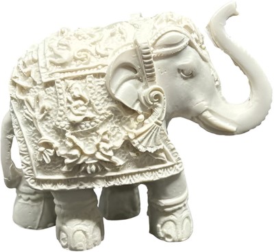 salvusappsolutions Marble Dust Small Elephant Showpiece for Home/office Decor, Set of 2 (3 Inch) Decorative Showpiece  -  7 cm(Marble, White)